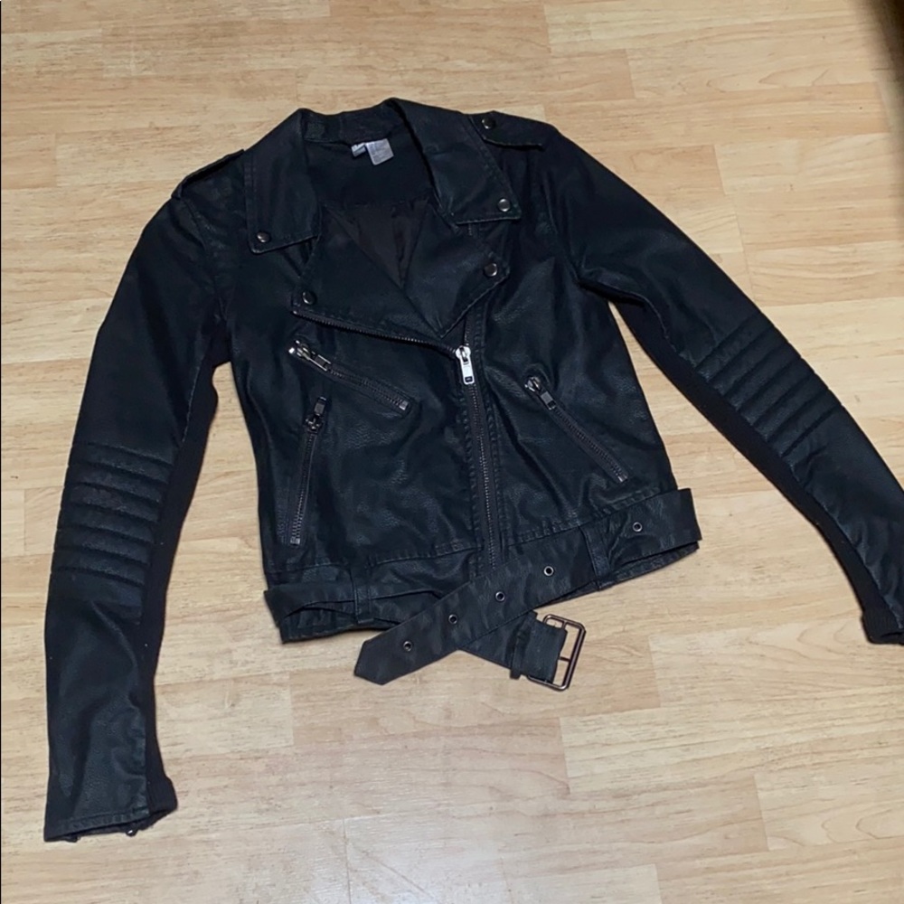 Divided Motto Black Pleather Jacket